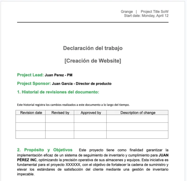 Screenshot 2026-06-27 at 4.43.37 AM Plantilla Maestra de Declaración de Trabajo (SOW) - Lista para Personalizar