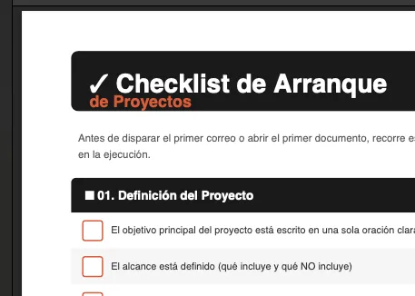 "Checklist de Arranque de Proyectos — 30 Puntos Clave"